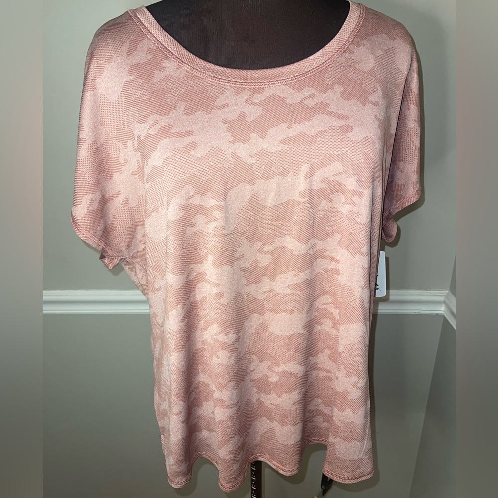 Xersion Womens Sierra Rose Jacuard Athletic Workout Shirt XL Quick Dri